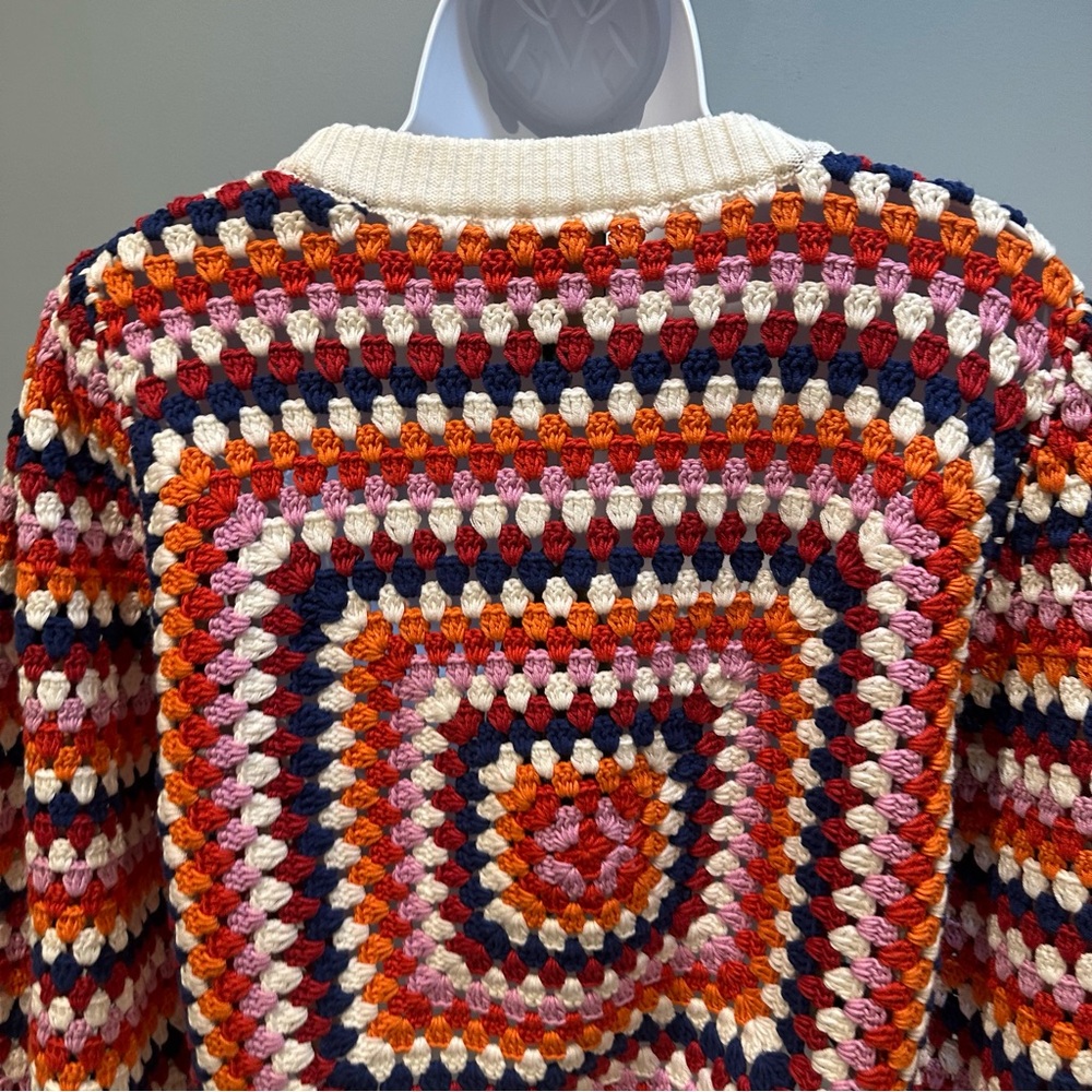 Farm Rio Multicolor Crochet Sweater Handmade Size Large NWT - Picture 12 of 16